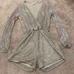 Charlotte Russe shimmer long sleeve romper